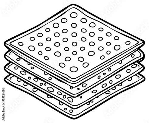 Stack of Unleavened Bread Illustration Passover Seder Matzah