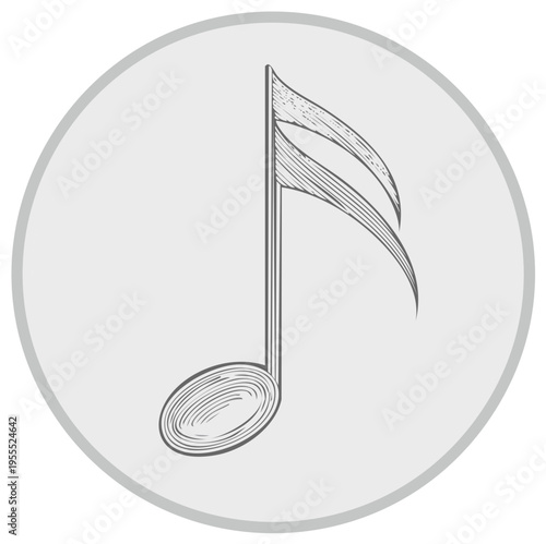 Illustration of a Music Note, Single Note Design Graphic, Musical Symbol for Score, Song or Harmony Sketch