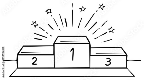 Podium Illustration with Stars First Second Third Place Winner Celebration