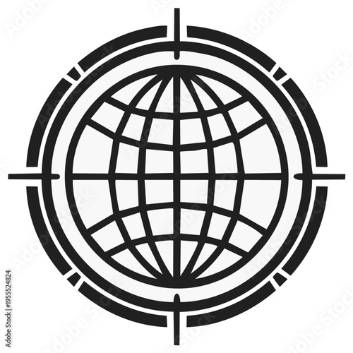 Globe in crosshairs global target concept icon