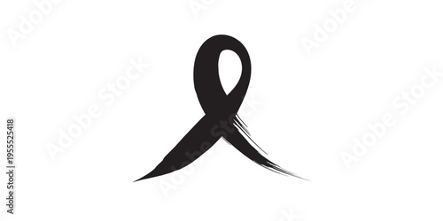 Black ribbon symbol of mourning and remembrance.