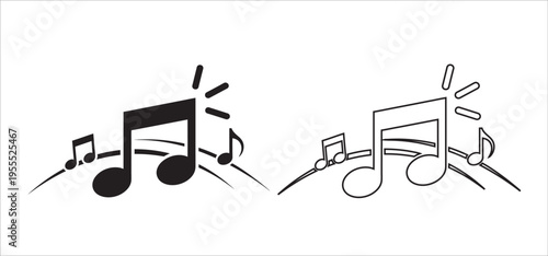 A harmonious arrangement of black eighth note musical symbols on a white background