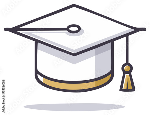 Education graduation cap illustration, symbol of higher learning and academic achievement, university or college degree