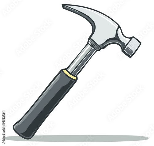 Illustration of a Metal Claw Hammer for Construction and Repair Projects