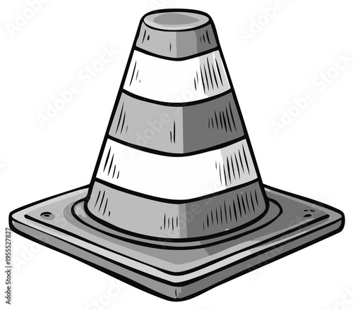 Black and White Traffic Cone, Safety Device, Construction Zone Symbol