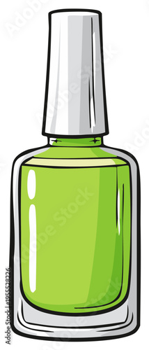 Vibrant Green Nail Polish Bottle Illustration Isolated Beauty Product