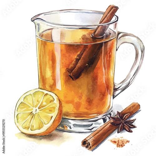 Hot Spiced Cider, watercolor vector depicting playful antics, isolated on a white background.