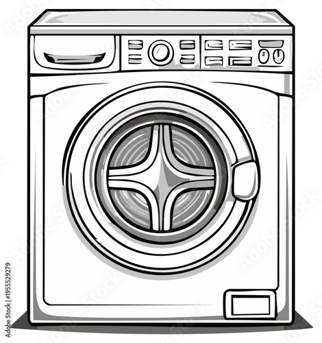 Modern Washing Machine with Digital Display and Front Loading Drum