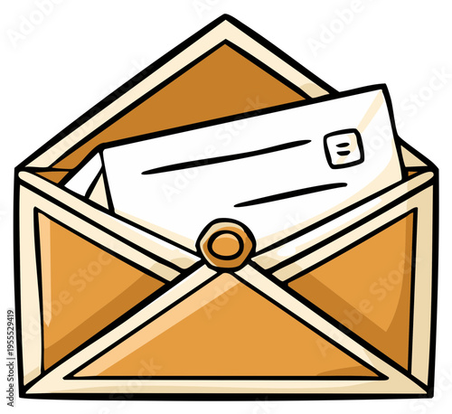 Opened envelope illustration with a blank letter inside ready to be read and delivered in style
