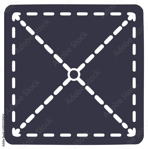 Stylized square with dotted border and center point indicating scaling resizing editing
