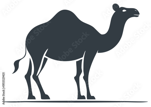 Stylized Silhouette of a Dromedary Camel Standing Profile View