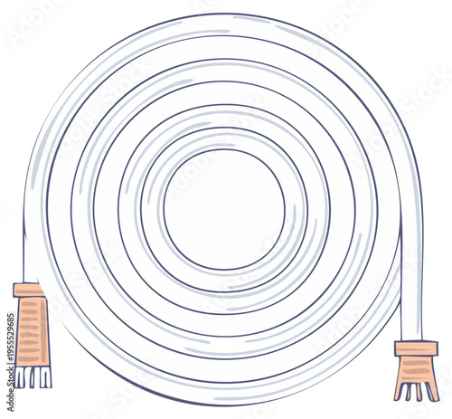 Coiled Ethernet Network Cable with RJ45 Connectors Vector Illustration