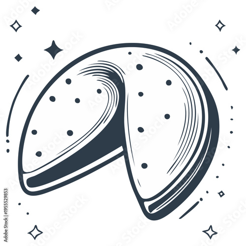 Fortune cookie line art illustration, divination concept, predicting the future.