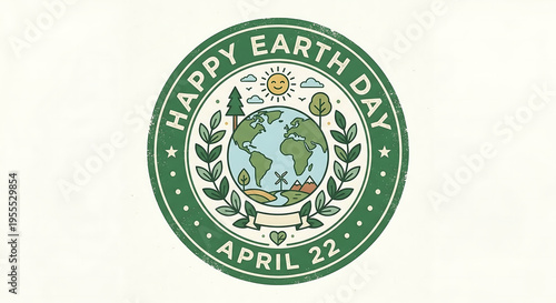 Happy Earth Day Eco Badge – Green Stamp Vector Design