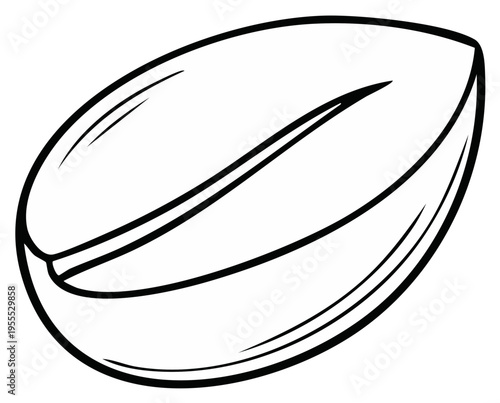 Black and White Outline of a Single Peanut