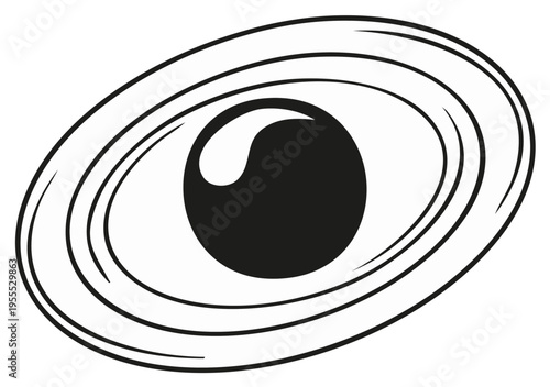 Abstract illustration of a swirling eye shape with a dark circular pupil