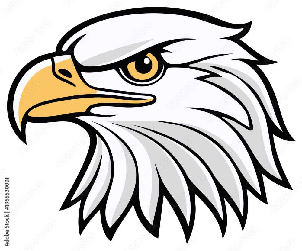 Fototapeta premium Powerful Bald Eagle Head Profile Fierce Gaze and Sharp Beak