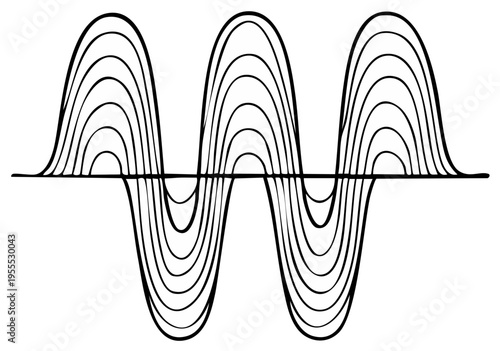 Abstract illustration of concentric sound waves or signal amplitude with distinct peaks and troughs