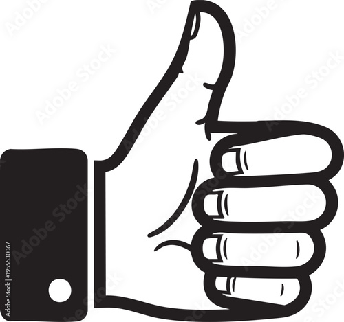A graphic illustration of a hand giving a thumbs-up gesture.