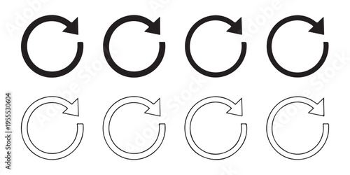 Linear refresh arrow icon pack for web interface design thin stroke black rotation symbols vector collection