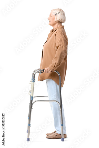 Senior woman with walker on...