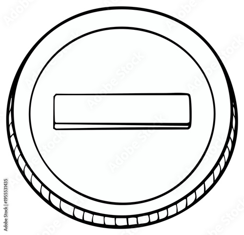 Minimalist coin illustration with a minus symbol inside, concept for subtraction.