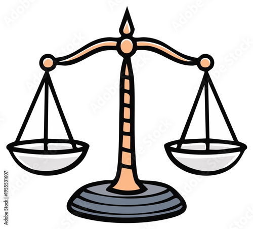 Cartoon Scales of Justice Symbolic Weighing Balance Law Equality Legal Concept