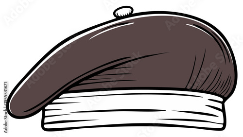 Brown Beret Hat Illustration, Traditional Headwear, Fashion Accessory Isolated