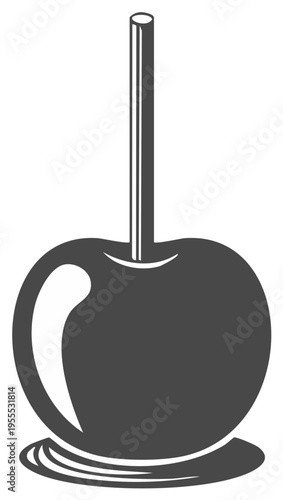 Caramel apple dessert illustration featuring candied fruit on a stick, creating a sweet treat graphic icon