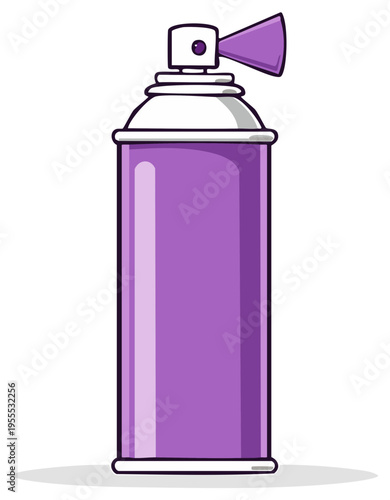 Purple Spray Can with White Cap and Nozzle Dispensing Mist