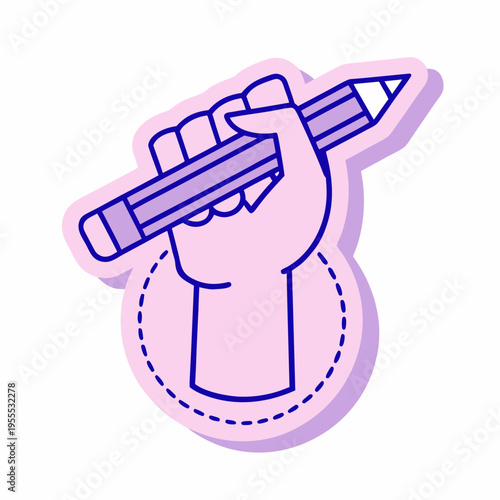 A hand firmly grasping a pencil symbolizing creativity and determination