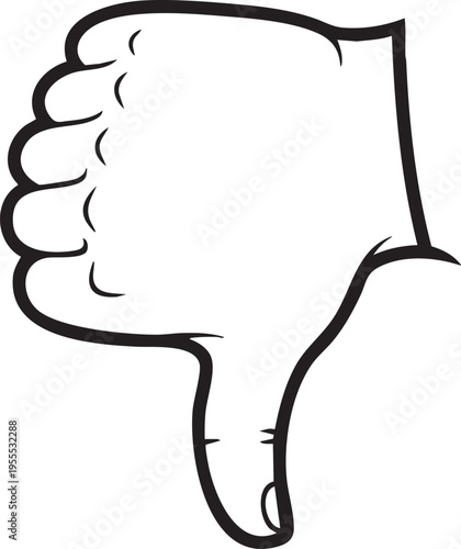 A large thumb down hand gesture illustrates disapproval against a plain background.