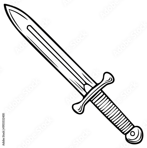 Ancient Roman Gladius Sword Outline Illustration