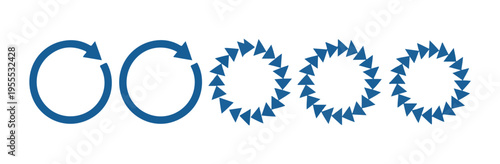 Teal blue circular arrow icons and repetitive triangular pattern loading symbols for website interface design