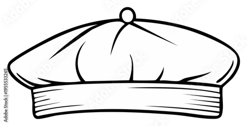 Chef's Toque Illustration Professional Cook Headwear Outline Culinary Art Work Decoration