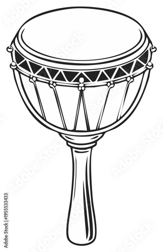 Hand Drum Illustration Percussion Instrument Musical Vector Black and White Art