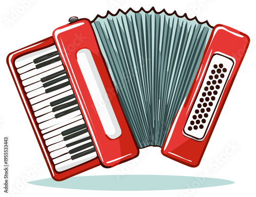 Illustration of a red accordion musical instrument