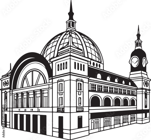 Historical silhouette of the Saint Petersburg cathedral featuring a majestic dome and old stone architecture as a landmark monument of European religion and travel