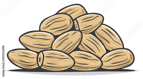 Pile of Almonds Illustration Close up View