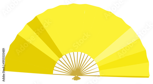Open Yellow Hand Fan - Decorative Paper Folding Fan - Traditional Asian Style