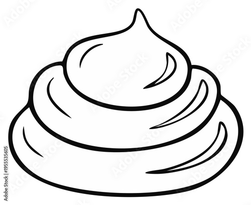 Black and White Illustration of Creamy Dessert Swirls Design for Creative Projects and Culinary Themes
