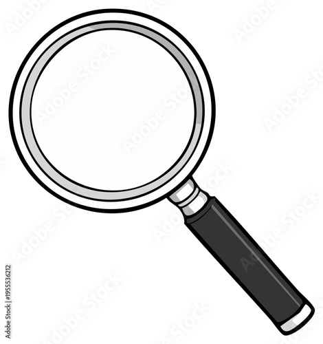 Classic magnifying glass illustration symbolizing research analysis and discovery
