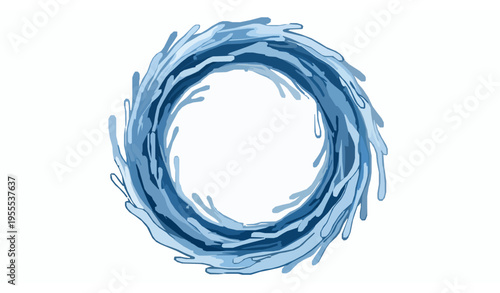 Circular Water Splash Swirl Vector Frame Illustration Layered Design