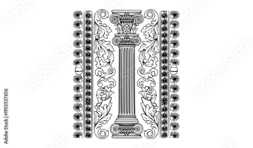Vertical Classical Design Elements Vector Illustration File for Decorative Art