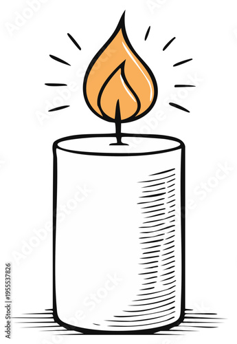 Hand Drawn Candle with Flame Vector Illustration for Festive Occasions or Decoration