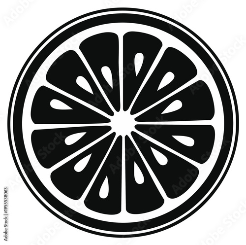 Monochromatic Citrus Slice Graphic Representation Vibrant Food Symbol