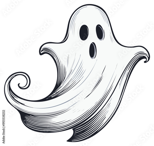 Stylized Ghost Illustration for Halloween or Spooky Themes