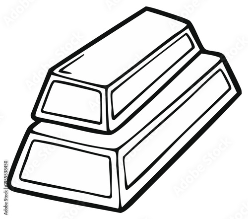 Stacked Gold Bars Line Art Simple Illustration: Depicting Precious Metal Ingots in a Clean and Minimalist Style