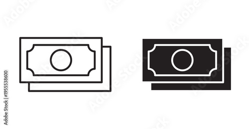 Cash icon. Vector illustration isolated on white.
