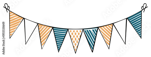 Hand Drawn Bunting Flags Festive Decoration Simple Pattern Celebration